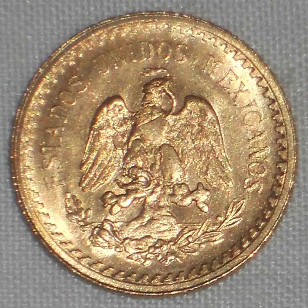 1945 Lustrous Mexico Gold Coin Two and Half Pesos Miguel Hidalgo Mexico Arms XF 