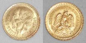 Beautiful 1945 Lustrous Mexico Gold Coin Two and Half Pesos Miguel Hidalgo AU  