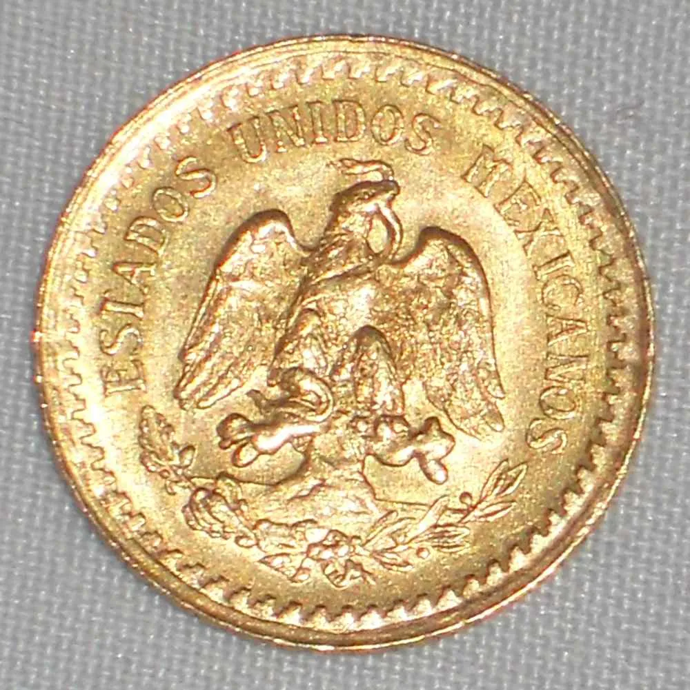 Beautiful 1945 Lustrous Mexico Gold Coin Two and Half Pesos Miguel Hidalgo AU  