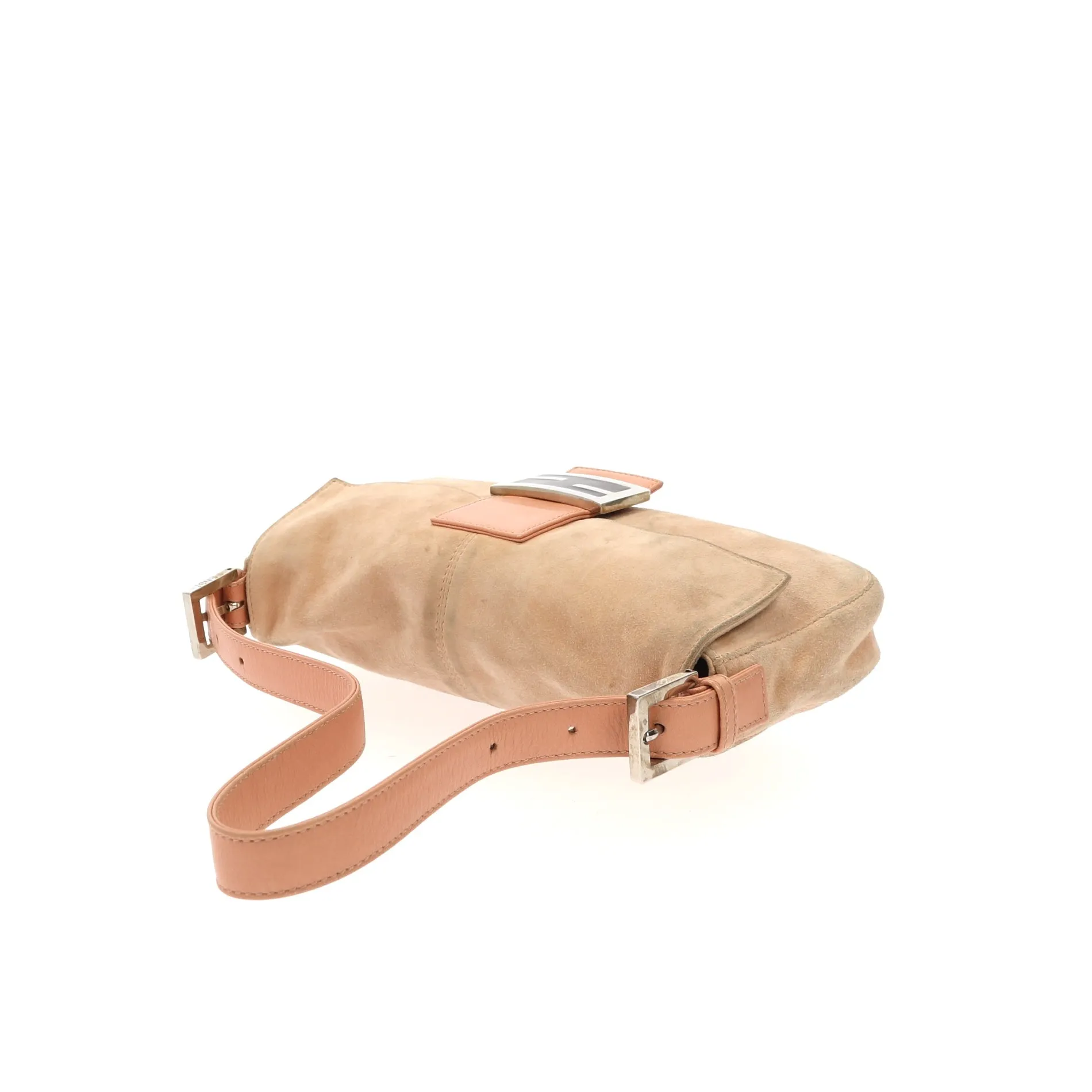 FENDI Baguette Shoulder Bag in Pink Suede