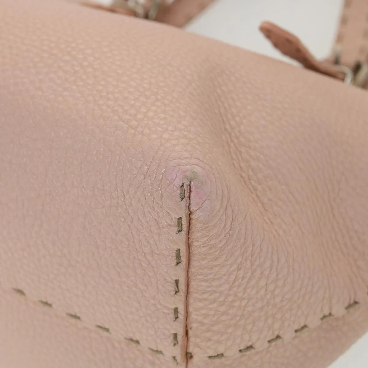 FENDI Celeria Tote Bag Leather Pink Auth bs4616