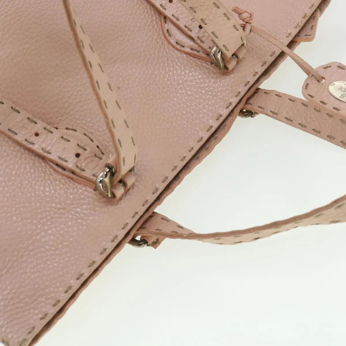 FENDI Celeria Tote Bag Leather Pink Auth bs4616