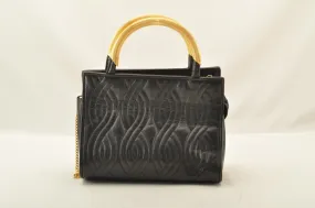 FENDI Chain Hand Bag Leather 2way Black  am2376s