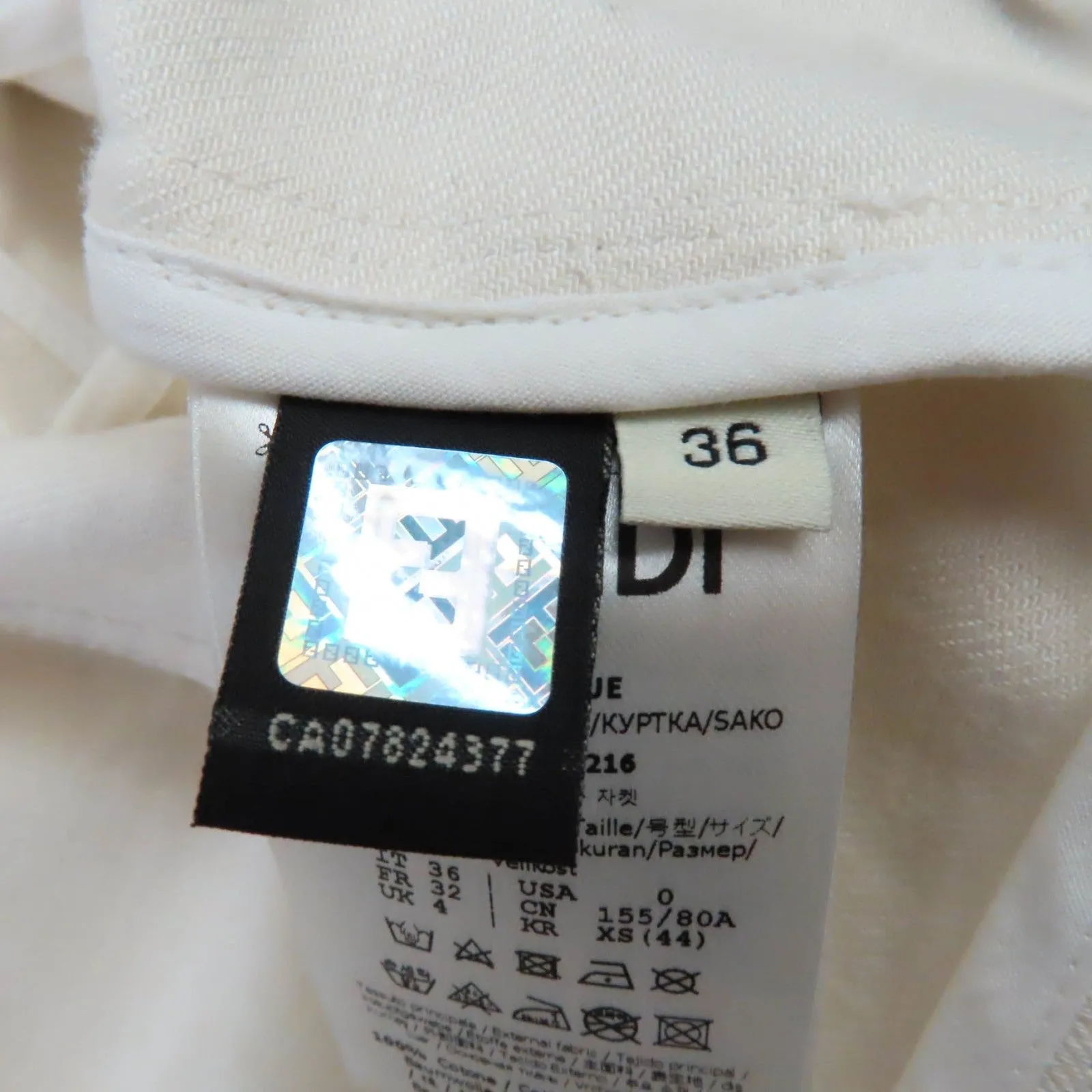 FENDI Denim Jacket FLF655 cotton Ivory beige 36