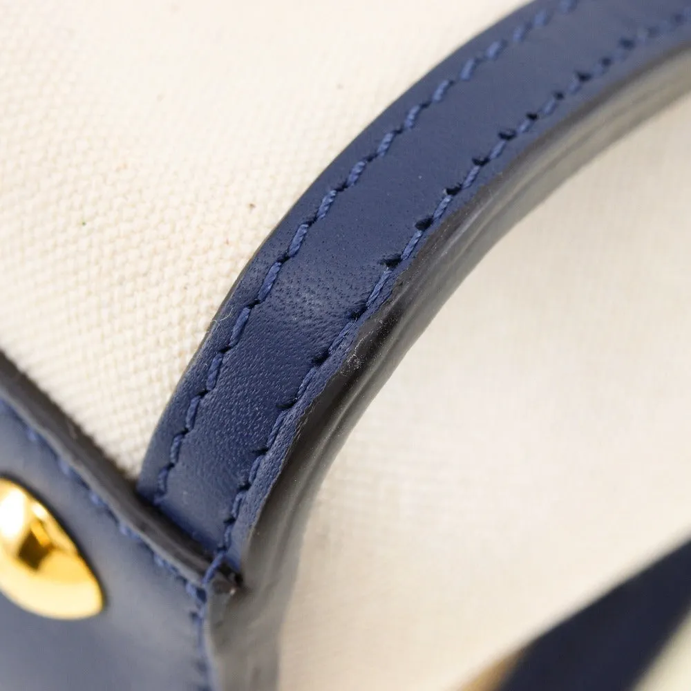 FENDI Handbag 8BN290 Canvas, Calfskin White / navy 2WAYShoulder Peekaboo Women Used
