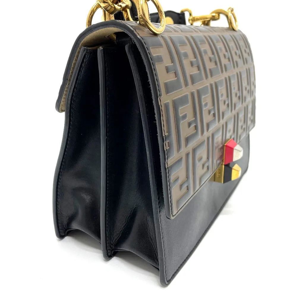 FENDI Handbag 8BT283 leather Brown x black FF Zucca Canai Women Used