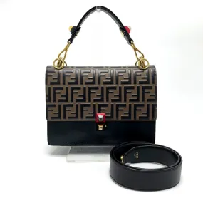 FENDI Handbag 8BT283 leather Brown x black FF Zucca Canai Women Used