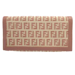 FENDI Long Wallet Purse 8M0000 Canvas, Leather beige Zucchino