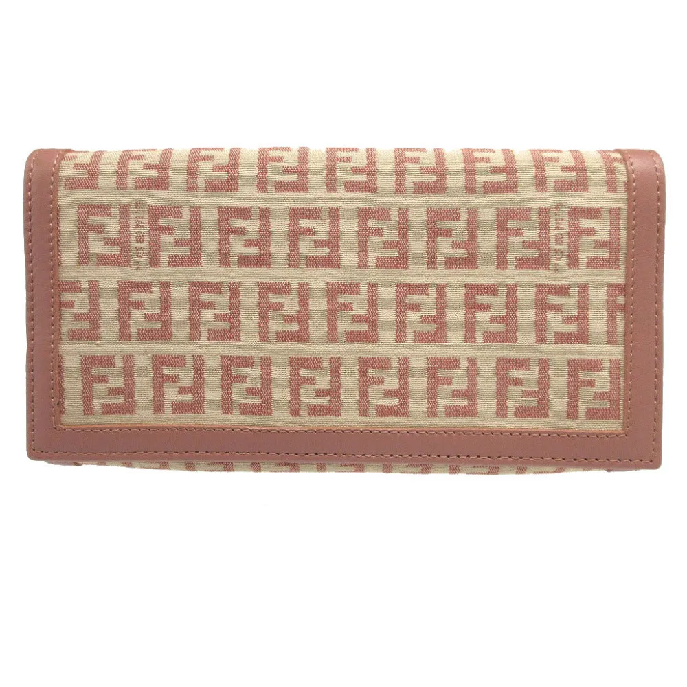 FENDI Long Wallet Purse 8M0000 Canvas, Leather beige Zucchino