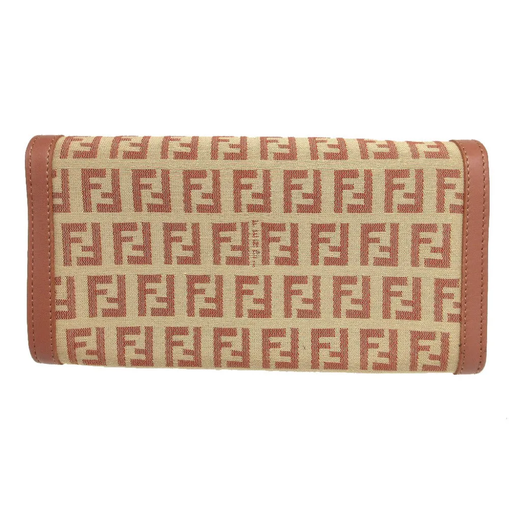 FENDI Long Wallet Purse 8M0000 Canvas, Leather beige Zucchino
