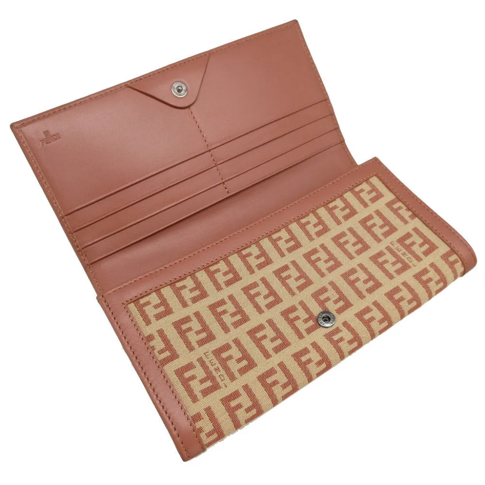 FENDI Long Wallet Purse 8M0000 Canvas, Leather beige Zucchino