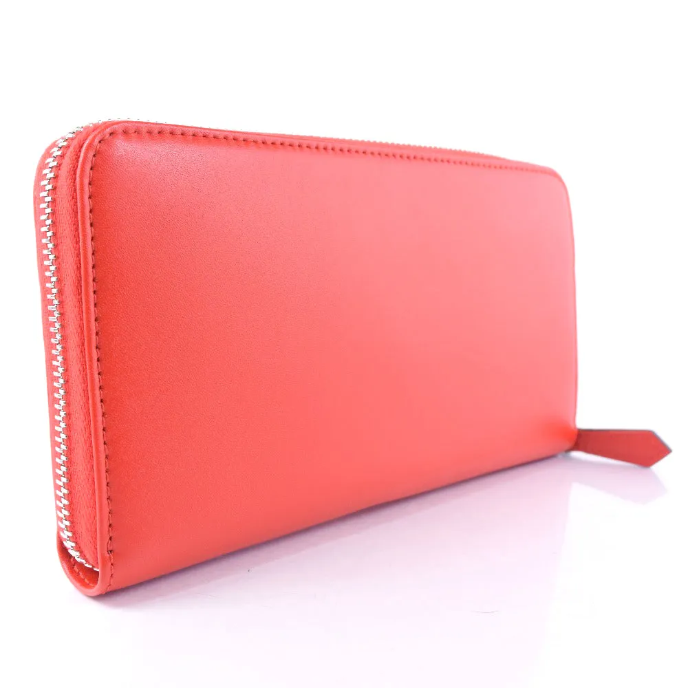 FENDI Long Wallet Purse Calfskin Red Zip Around Dot com Women Used