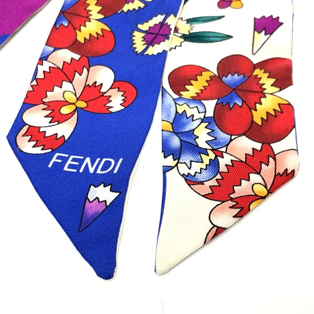 FENDI scarf silk blue Floral Women Used
