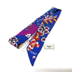 FENDI scarf silk blue Floral Women Used