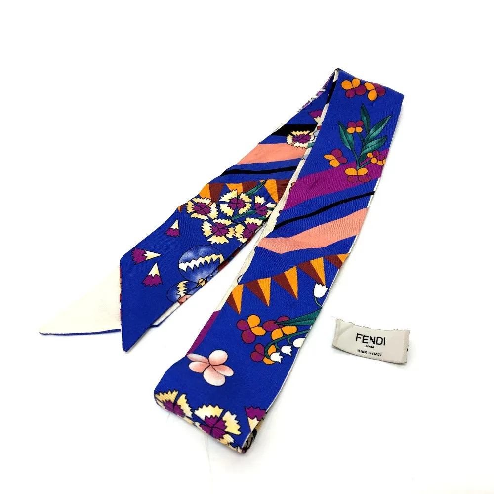 FENDI scarf silk blue Floral Women Used
