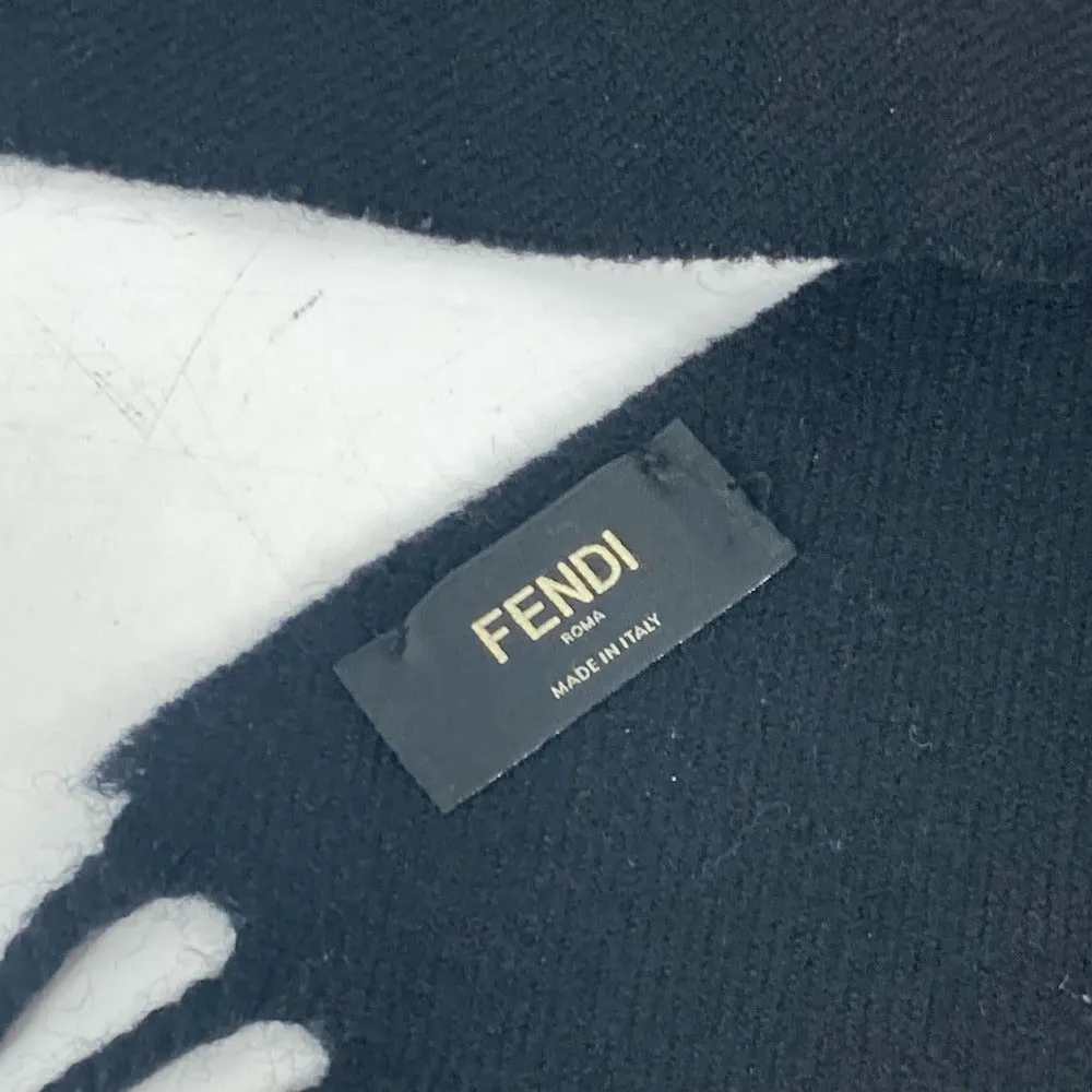 FENDI Scarf wool black Monster emblem logo