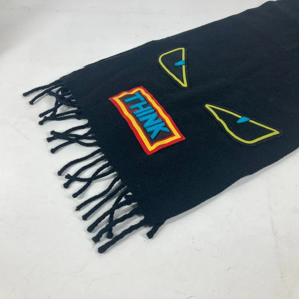 FENDI Scarf wool black Monster emblem logo