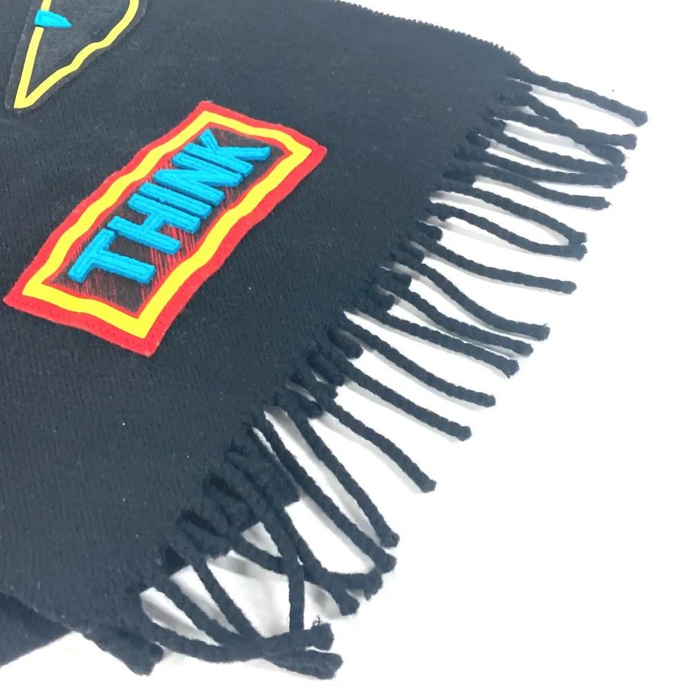 FENDI Scarf wool black Monster emblem logo