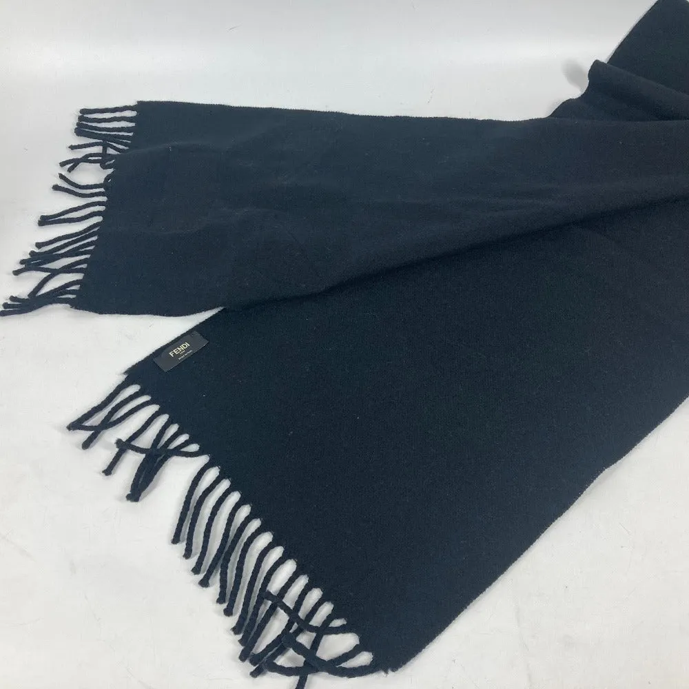 FENDI Scarf wool black Monster emblem logo