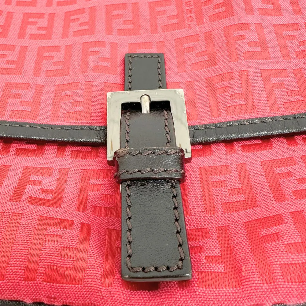 FENDI Shoulder Bag 8BT052 Canvas, leather Red Zucca Women Used