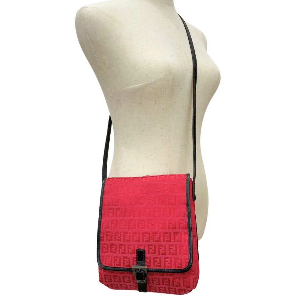 FENDI Shoulder Bag 8BT052 Canvas, leather Red Zucca Women Used
