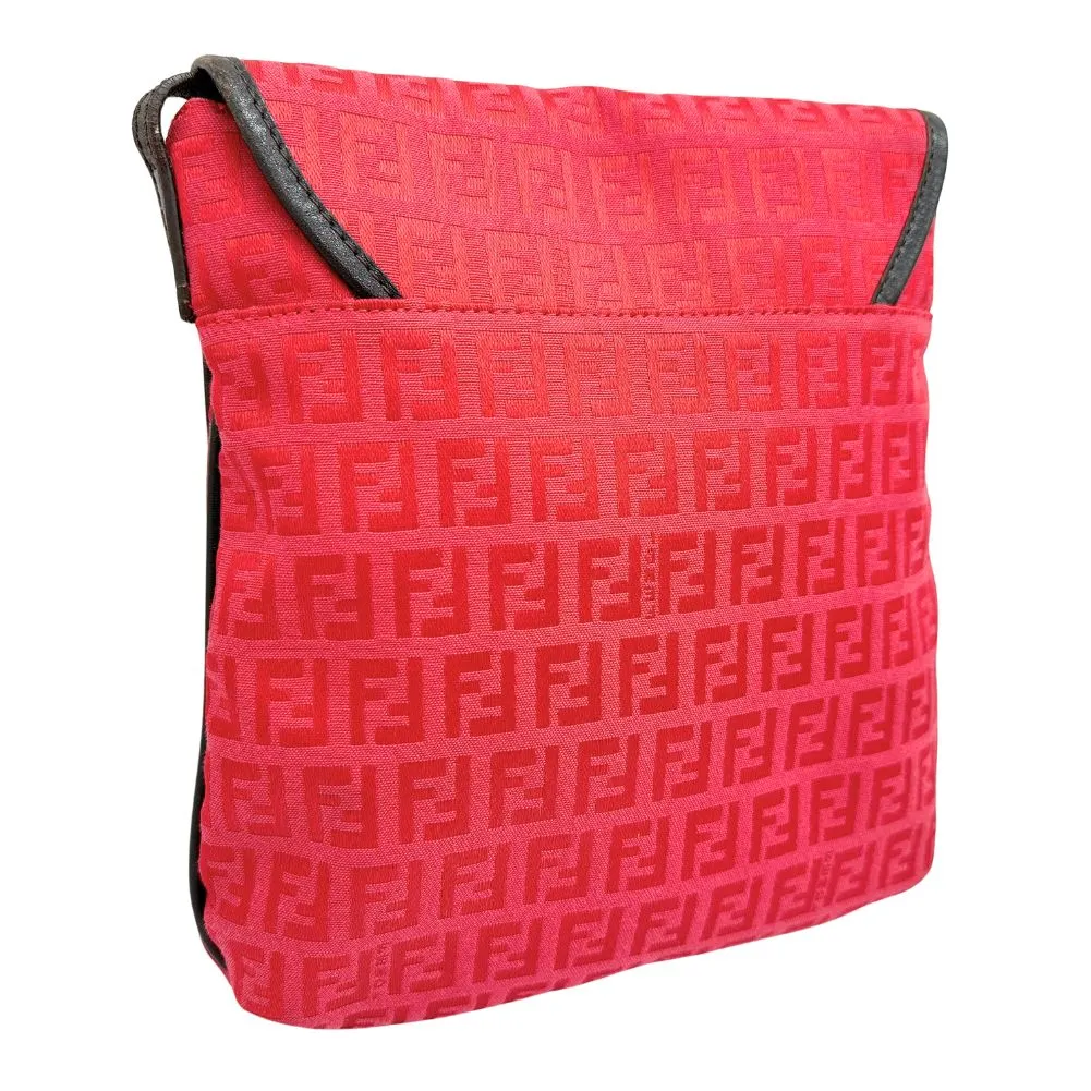 FENDI Shoulder Bag 8BT052 Canvas, leather Red Zucca Women Used