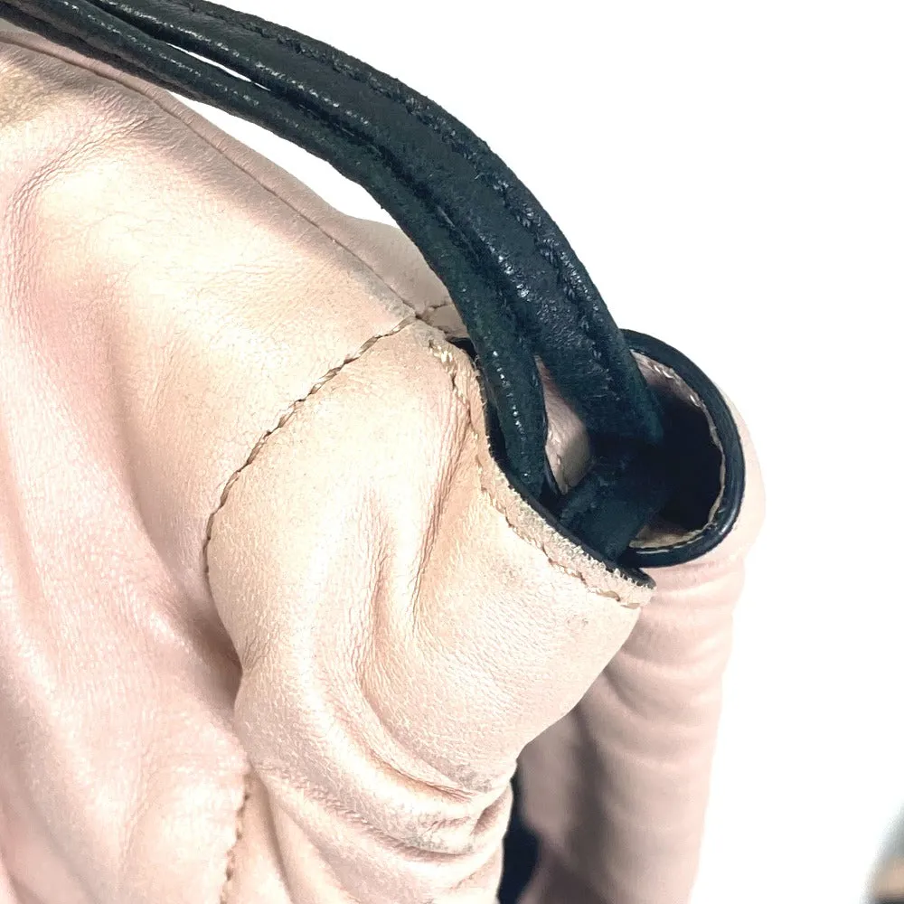 FENDI Shoulder Bag 8BT337 leather pink Drawstring Pochette Pouch Crossbody pack slim clutch small Women Used