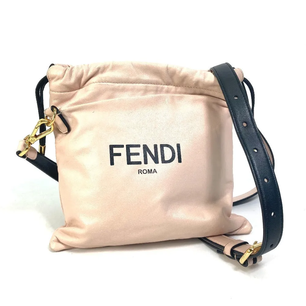 FENDI Shoulder Bag 8BT337 leather pink Drawstring Pochette Pouch Crossbody pack slim clutch small Women Used