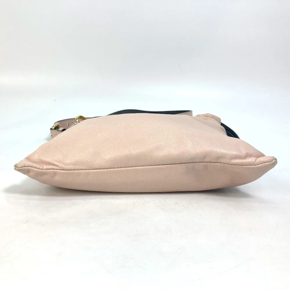 FENDI Shoulder Bag 8BT337 leather pink Drawstring Pochette Pouch Crossbody pack slim clutch small Women Used