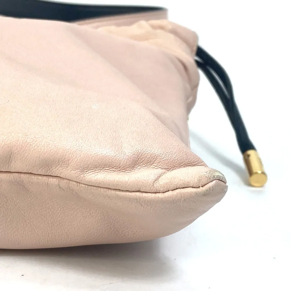 FENDI Shoulder Bag 8BT337 leather pink Drawstring Pochette Pouch Crossbody pack slim clutch small Women Used