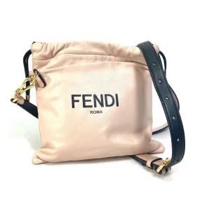 FENDI Shoulder Bag 8BT337 leather pink Drawstring Pochette Pouch Crossbody pack slim clutch small Women Used