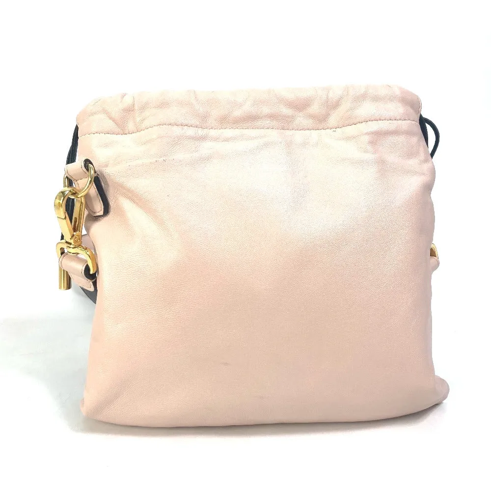 FENDI Shoulder Bag 8BT337 leather pink Drawstring Pochette Pouch Crossbody pack slim clutch small Women Used