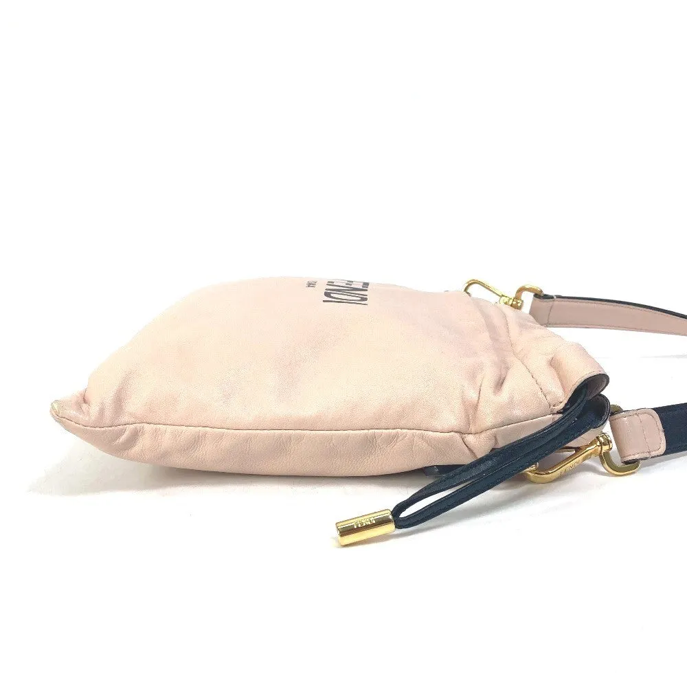FENDI Shoulder Bag 8BT337 leather pink Drawstring Pochette Pouch Crossbody pack slim clutch small Women Used