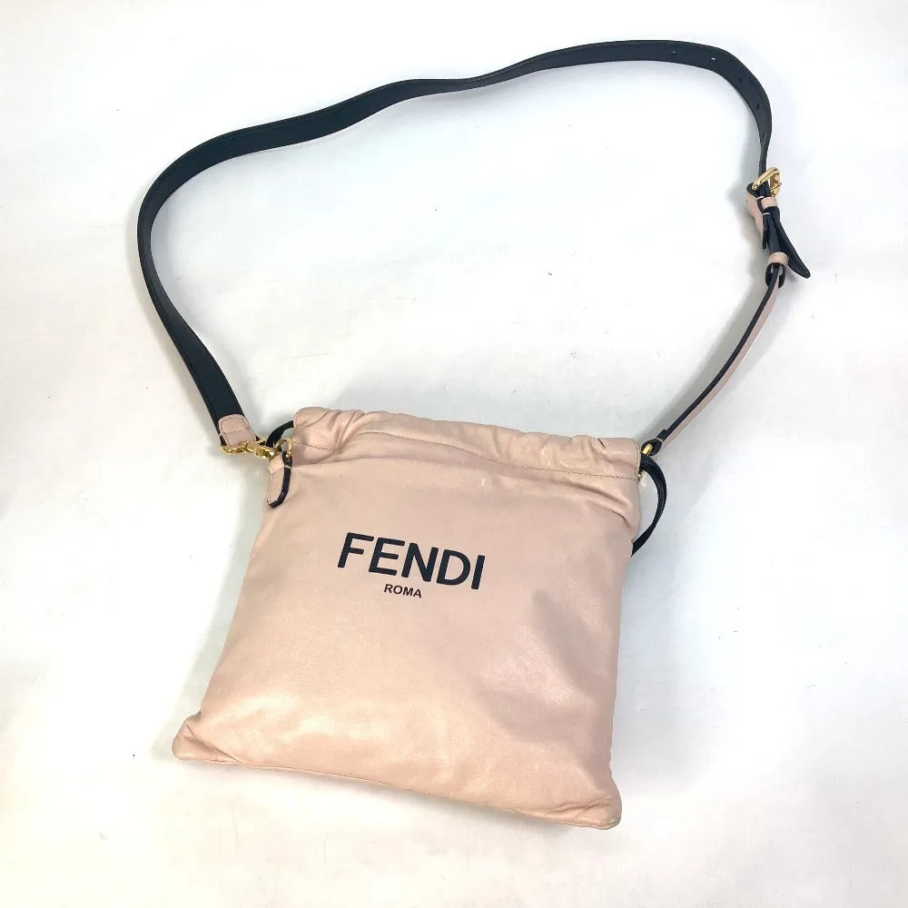 FENDI Shoulder Bag 8BT337 leather pink Drawstring Pochette Pouch Crossbody pack slim clutch small Women Used
