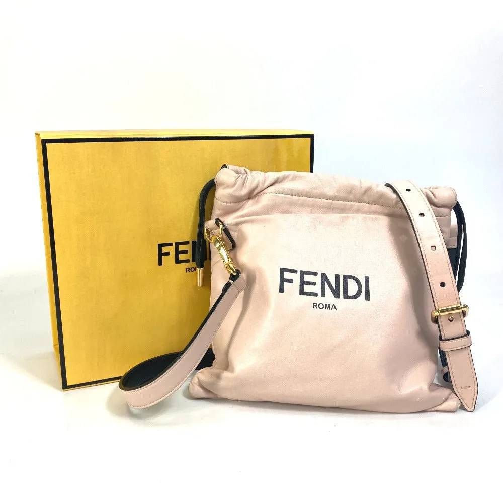 FENDI Shoulder Bag 8BT337 leather pink Drawstring Pochette Pouch Crossbody pack slim clutch small Women Used