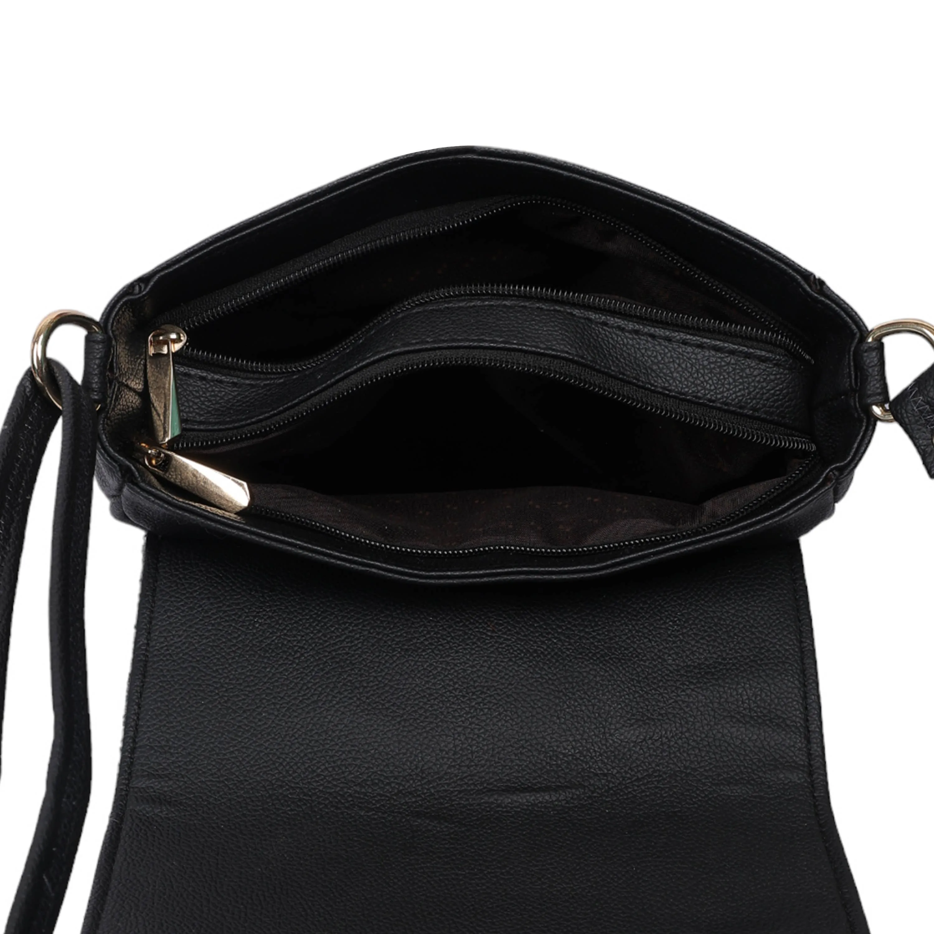 Harris Tweed Cross Body Saddle Bag Black