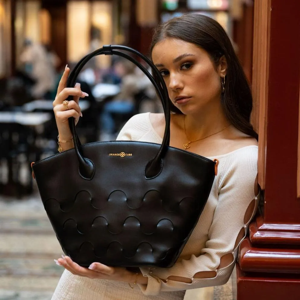 Quilted Impressions Wavy Tote Bag - Black (Large)