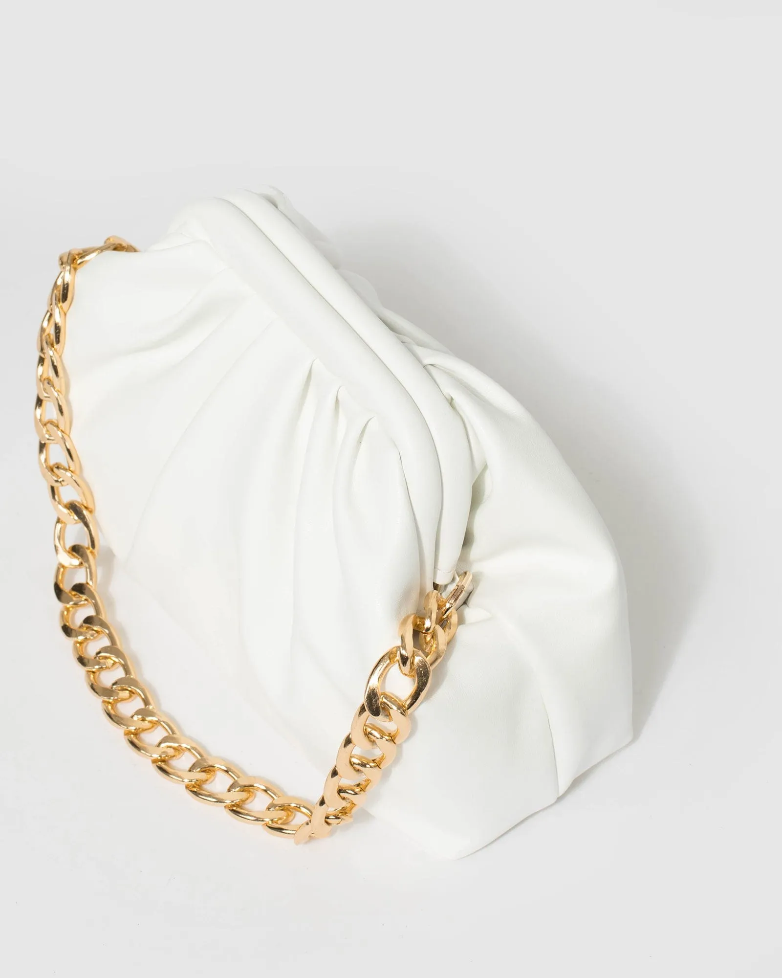 White Claire Weave Shoulder Bag